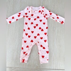 Baby Girls Pink Heart-Print One-Piece Romper